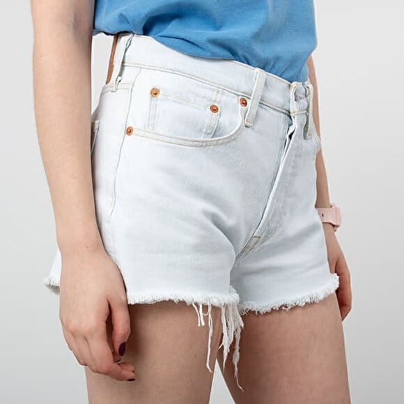 Levi’s High-Waisted Shorts 501 High-Rise Women’s Waist Size 32 White Distressed - Picture 3 of 10